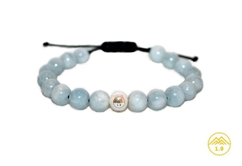 Bracelet femme aigue-marine bleu shamballa Zen urban chic et perle acier argent Créativité