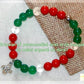 Bracelet croix basque homme femme Perles naturelles vert rouge blanc 1.9