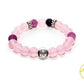 Bracelet enfant Quartz rose Agate violette Perle acier argenté gravée 1.9