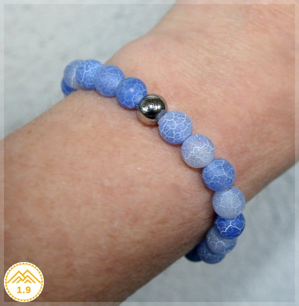 Bracelet enfant perles agate bleue lavande lithothérapie 1.9