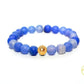 bracelet enfant en pierres naturelles d'agate bleue et perle dorée or de la marque 1.9