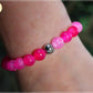 Bracelet femme pierres naturelles agate rose givré fushia  1.9