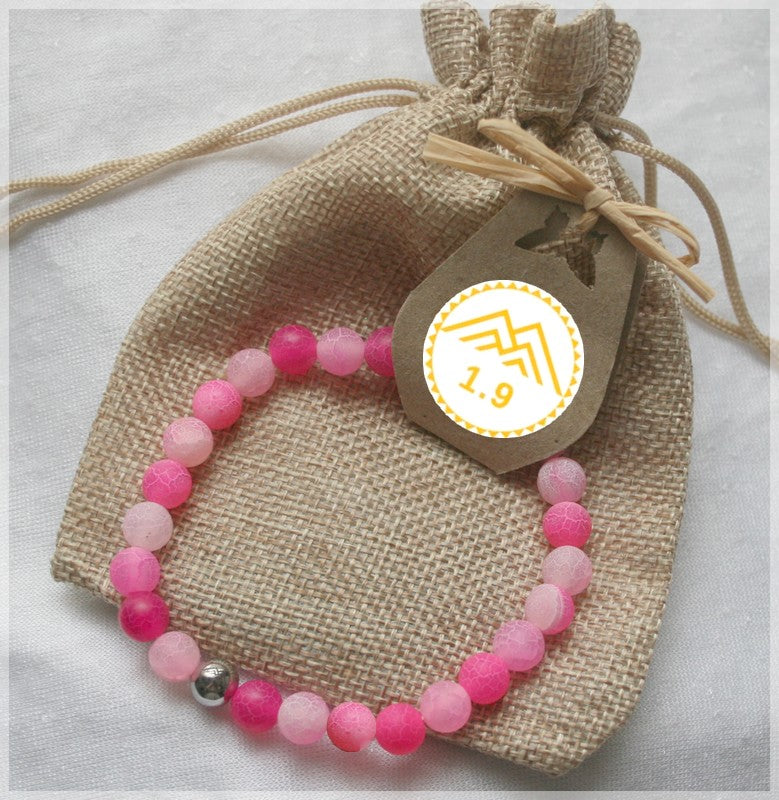 cadeau bracelet femme agate rose fushia 1.9