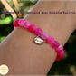Bracelet femme pierres naturelles agate rose fushia 1.9 personnalisé avec medaille succes