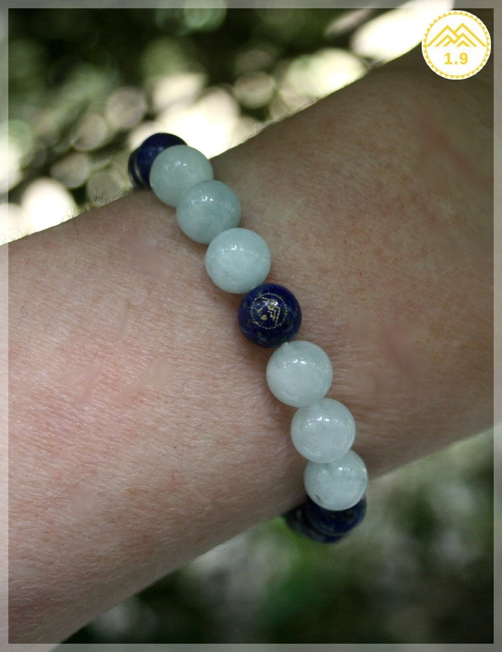 bracelet femme pierres bleues lapis lazuli aigue-marine