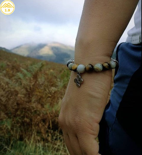 bracelet femme marron et noir en pierres naturelles lithotherapie