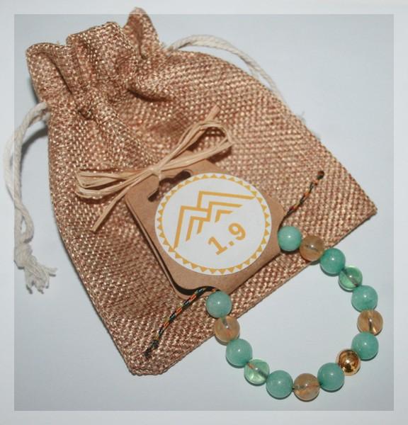 Idée cadeau femme : bracelet perles Amazonite Fluorite Citrine Perle acier doré 1.9