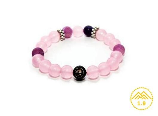 bracelet femme pierres quartz rose agate violette anbotoko dama 1.9 