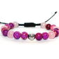 Bracelet femme Jaspe violet Quartz rose et perle acier argenté 1.9