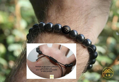 bracelet homme perles noires hématite onyx noire charance-stone-1.9 Taille ajustable