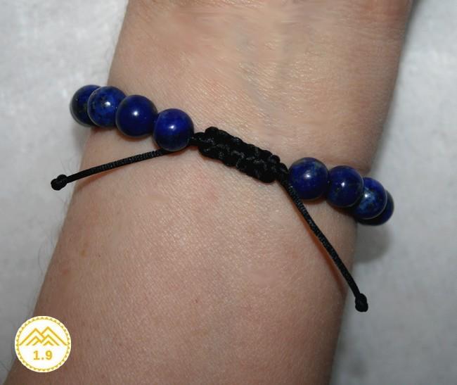Bracelet shamballa mala tibétain et pierres naturelles lapis-lazuli sur cordon noir