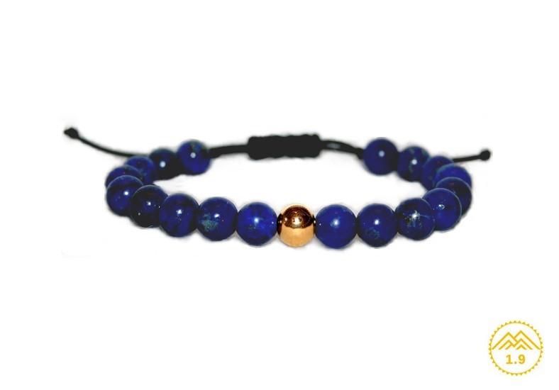 Bracelet shamballa homme femme lapis-lazuli ''amitié clairvoyance'' en macramé et perle acier ''or'' zen urban chic