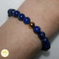 Bracelet lapis-lazuli naturel ''calme et clairvoyance'' en macramé et perle acier doré pour homme et femme zen urban chic