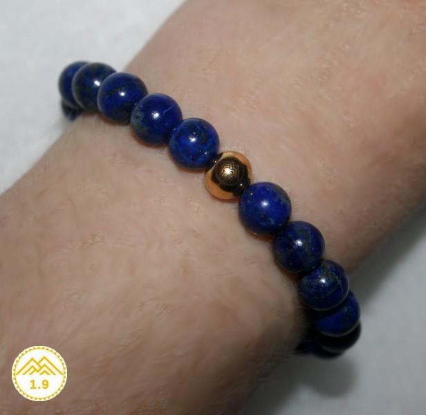 Bracelet lapis-lazuli naturel ''calme et clairvoyance'' en macramé et perle acier doré pour homme et femme zen urban chic