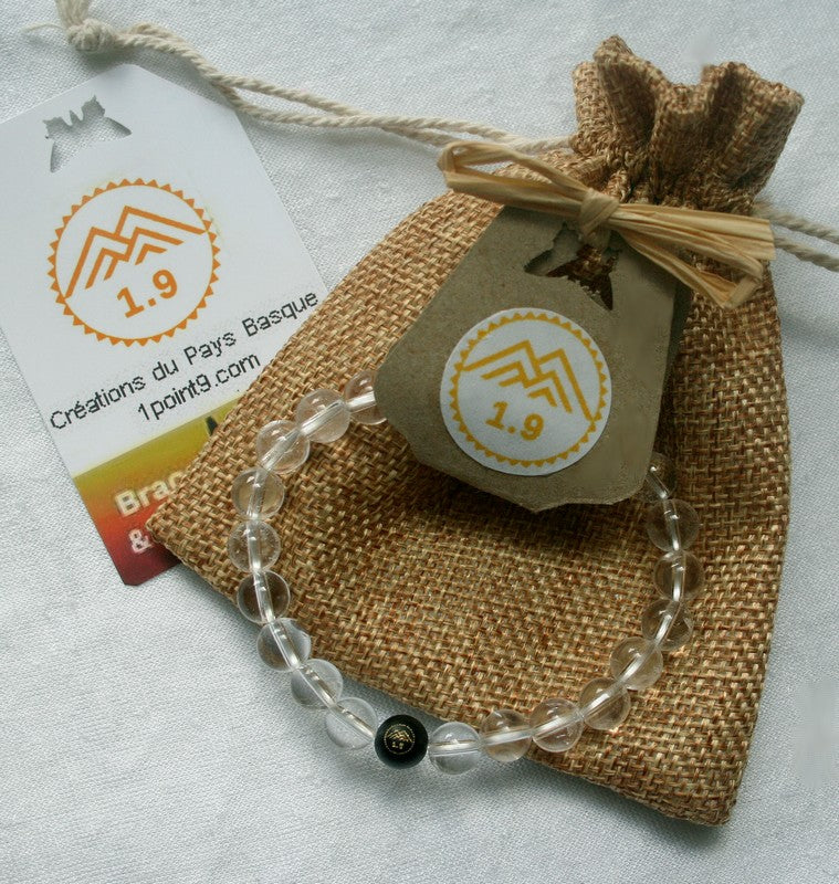 Cadeau bracelet cristal de roche fait main sur mesure de la marque 1.9 spécialiste en lithothérapie