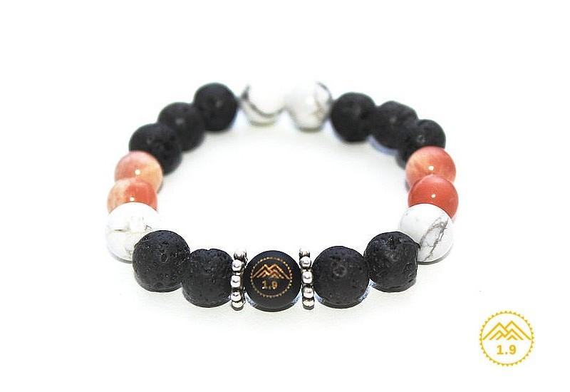 bracelet homme pierres de lave pierre de soleil onyx noir howlite blanche iparla 1.9