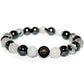 bracelet homme en pierres véritables de quartz tourmaline noire et hématite "casse de fibre" 1.9