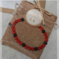 Idée cadeau Bracelet homme Corail rouge Onyx noir grande taille avec Médaille "Succès"