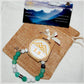Cadeau Bracelet shamballa signe astro Croix basque perles naturelles vert blanc