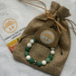 cadeau bracelet enfant en pierres naturelles couleur blanc et vert de la marque 1.9, spécialiste en lithothérapie