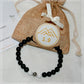 Cadeau bracelet homme Onyx noir Howlite blanche Perle acier argenté 1.9 lithothérapie