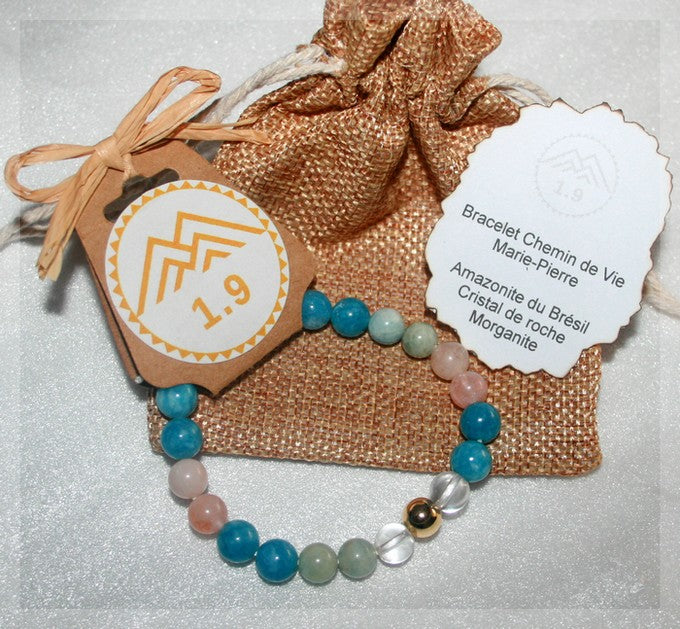 Cadeau bracelet personnalisé Chemin de Vie lithothérapie pour femme 1.9