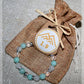 Idee cadeau femme : bracelet perles naturelles bleu turquoise blanc strass 1.9